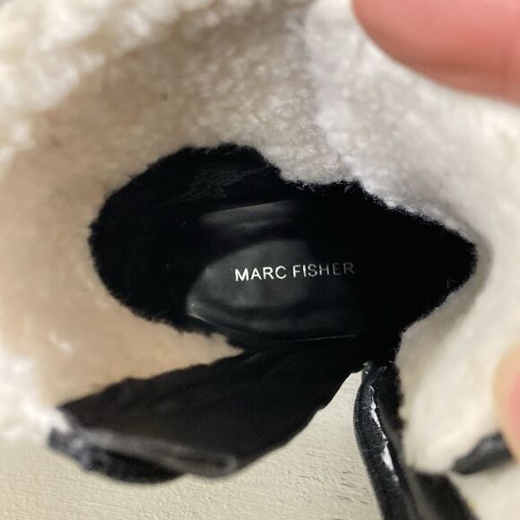 Marc Fisher Black Lansly Genuine Leather Sherpa Lined Combat Boots Size 9.5m EUC - Picture 10 of 12